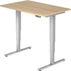 Hammerbacher Ergonomic Aktiv XDSM12/E/S elektrisch höhenverstellbarer Sitz-Steh-Schreibtisch 120x80cm Eiche/silber