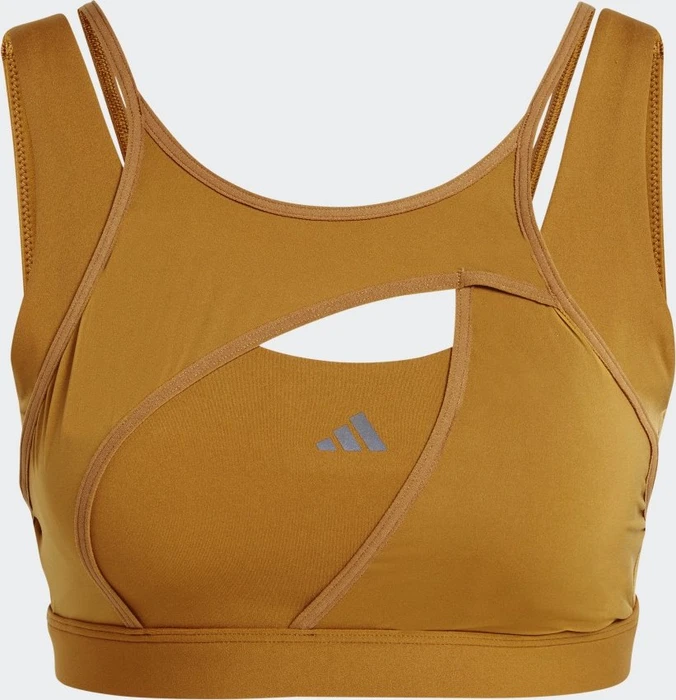 adidas Powerimpact Luxe Medium-Support Sport-BH bronze strata/blue fusion metallic (Damen)