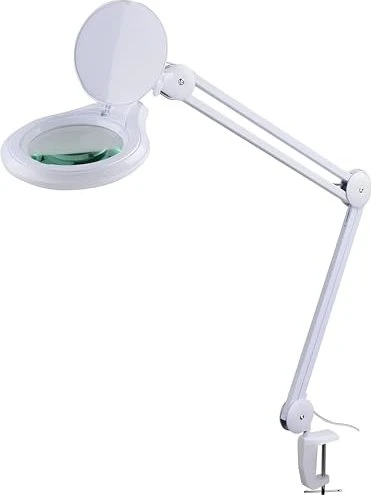 Semplix LED Lupen-Tischlampe 3D, 1.75x, 3 Dioptrien, mit Tischklemme weiß
