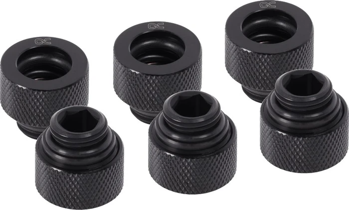 Alphacool Eiszapfen HF G1/4" auf 12mm HardTube Anschraubtülle, deep black, 6er-Pack