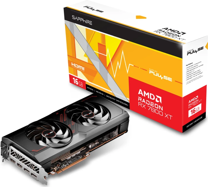 Sapphire Pulse Radeon RX 7800 XT, 16GB GDDR6, 2x HDMI, 2x DP, lite retail