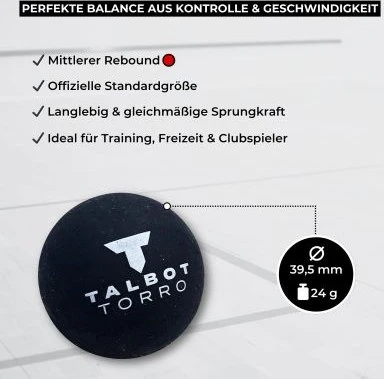 Talbot Torro Roter Punkt Squashbälle mittelschnell, 2 Stück