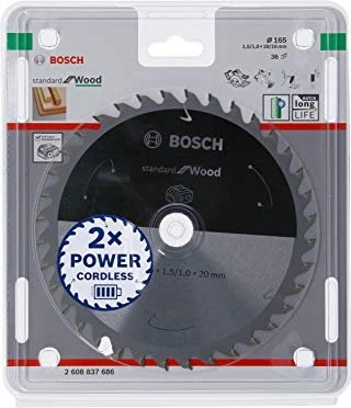 Bosch Professional Standard for Wood Kreissägeblatt 36Z, 165x1x20mm, 1 Stück