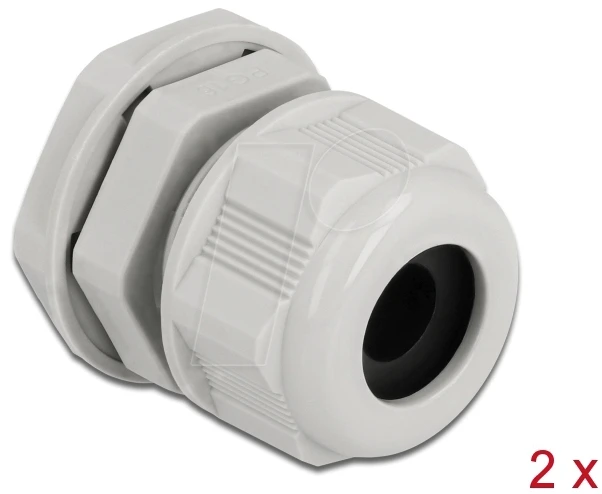 DeLOCK Kabelverschraubung PG16 für Rundkabel, grau, 2 Stück