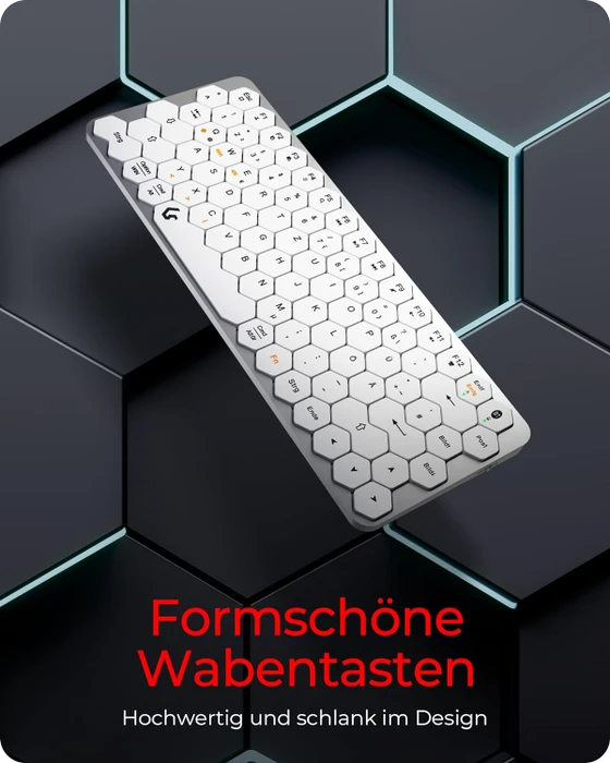 KeySonic KSK-5020BT-S Mini-Tastatur, silber/weiß, Bluetooth, DE