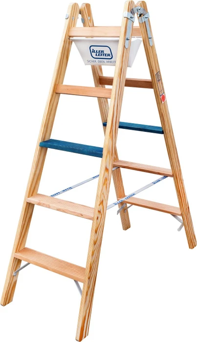 Iller Leiter Ergo Plus Professional Holz-Sprosse 2-tlg. Stehleiter, 2x 5 Stufen