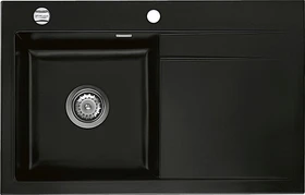 systemceram Stema 80 Einbau Becken links mit Ablauffernbedienung nigra