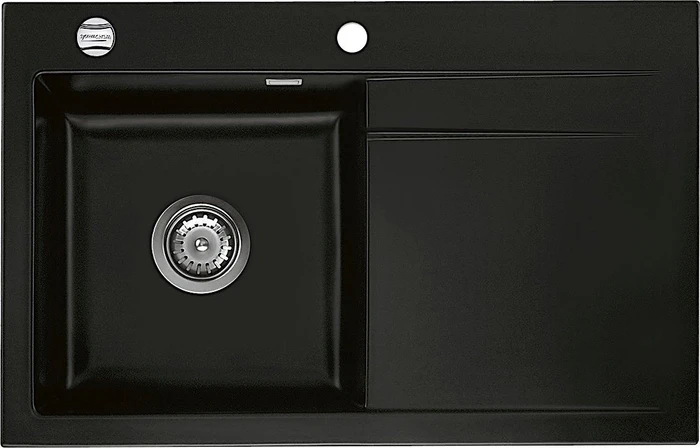 systemceram Stema 80 Einbau Becken links mit Ablauffernbedienung nigra