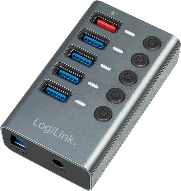 LogiLink USB-Hub mit Ladeanschluss, 4x USB-A 3.0, USB-B 3.0 [Buchse]