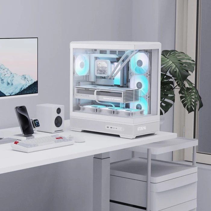 AeroCool P500B Digi White, Glasfenster