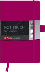 Herlitz Classic Notizbuch, A5, kariert, Kunstleder-Cover, berry, 96 Blatt