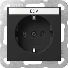 Gira SCHUKO-Steckdose 16 A 250 V~ mit Beschriftungsfeld System 55, schwarz matt