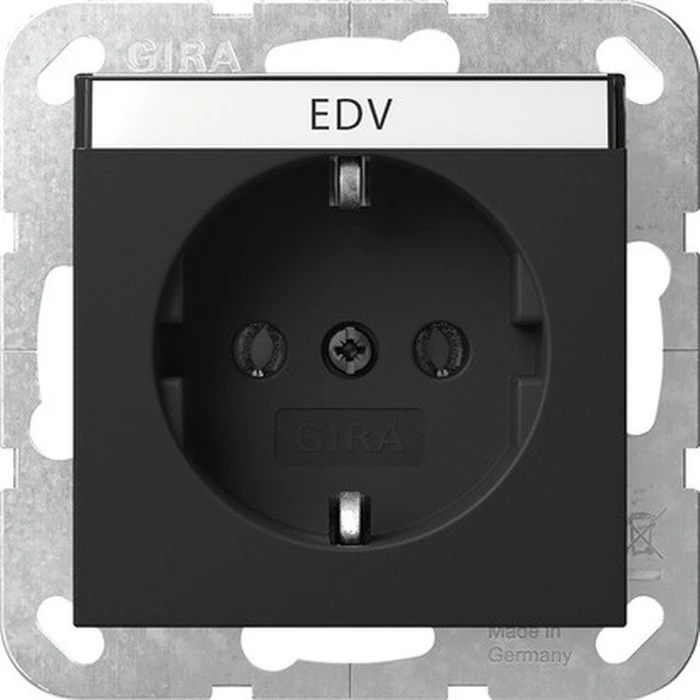 Gira SCHUKO-Steckdose 16 A 250 V~ mit Beschriftungsfeld System 55, schwarz matt