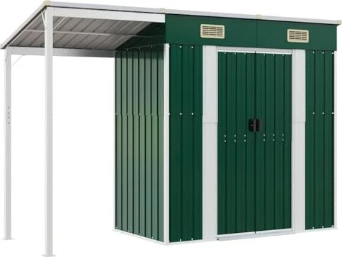 vidaXL Metall Gerätehaus 277x110.5cm grün