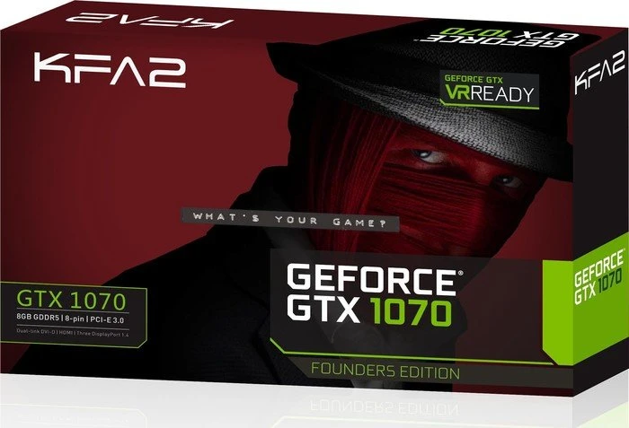 KFA2 GeForce GTX 1070 Founders Edition, 8GB GDDR5, DVI, HDMI, 3x DP