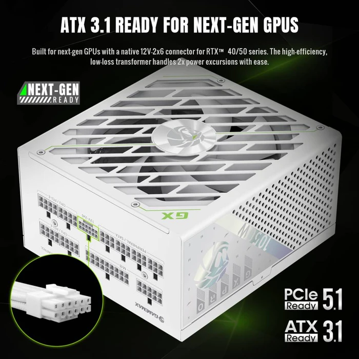 GameMax GX Pro Gold 1050G WH weiß 1050W, ATX 3.1