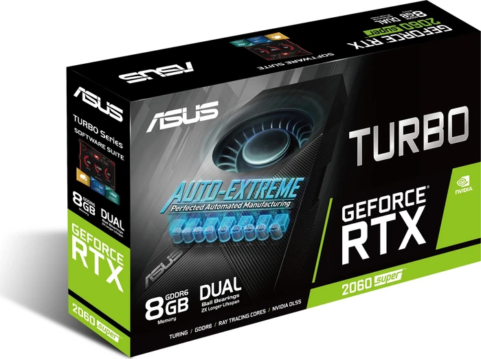 ASUS Turbo GeForce RTX 2060 SUPER EVO, TURBO-RTX2060S-8G-EVO, 8GB GDDR6, 2x HDMI, 2x DP