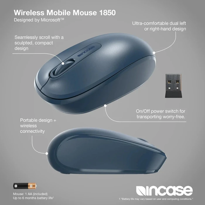 Incase Wireless Mobile Mouse 1850 Wool Blue, blau, USB