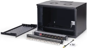 Digitus Professional SoHo Pro Line 19" Wandgehäuse SET 7HE, unmontiert, Sicherheitsglastür, IP20, RAL 9005, 400mm tief