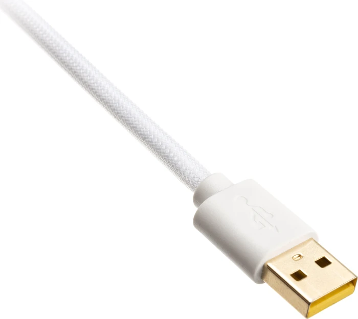 Ducky Premicord Spiralkabel USB-C auf USB-A, Tastaturkabel (Spiral-Textilkabel), 1.8m, White Edition