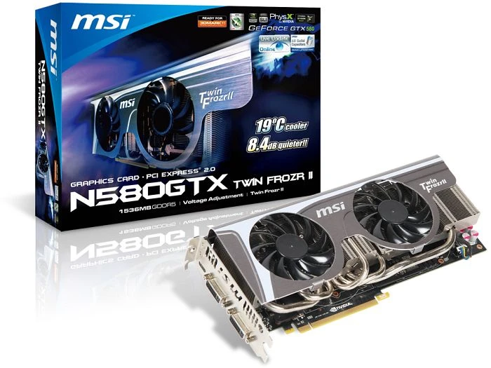 MSI GeForce GTX 580, N580GTX Twin Frozr II, 1.5GB GDDR5, 2x DVI, Mini HDMI
