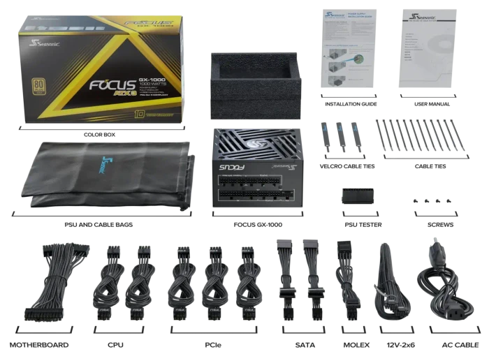 Seasonic Focus GX ATX 3 (2024) GX-1000 1000W, ATX 3.1