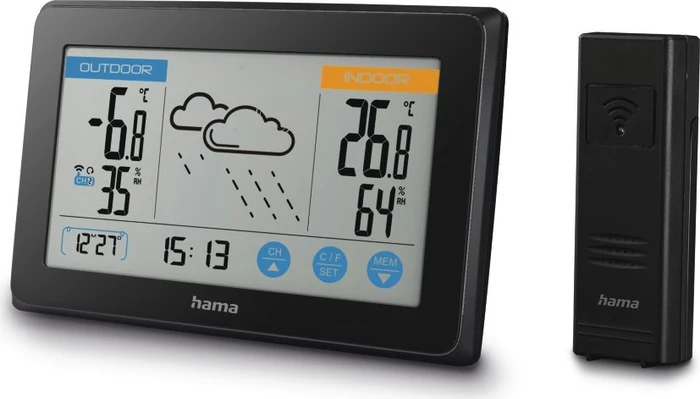 Hama Wetterstation Touch schwarz, digital