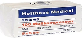 Holthaus Medical Ypsipad Mullkompresse 8-fach unsteril, 5 x 5cm, 100 Stück
