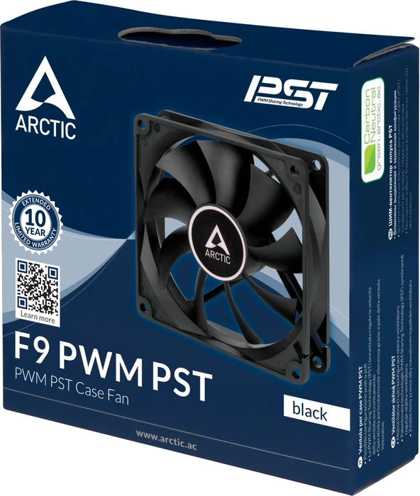 ARCTIC F9 PWM PST, schwarz, 92mm, 5er-Pack
