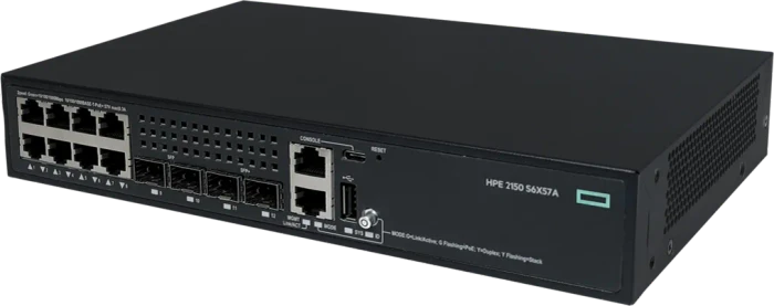 HPE CW 2150 Series Desktop Gigabit Managed Switch, 8x RJ-45, 2x SFP+, 2x SFP, 125W PoE+