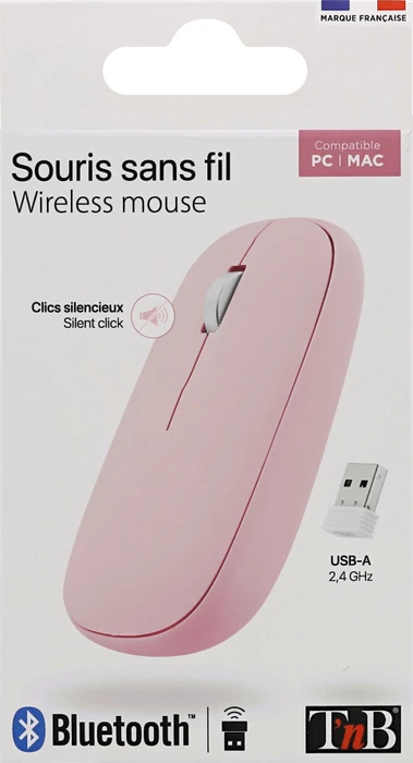 T'nB iClick color DUAL CONNECT Mouse pink, USB/Bluetooth