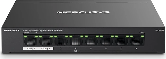 Mercusys Desktop Gigabit Switch, 8x RJ-45, 65W PoE+