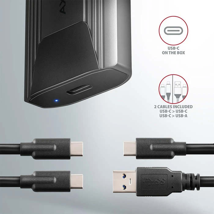 Axagon M.2 Festplattengehäuse, M.2 PCIe, USB-C 3.1