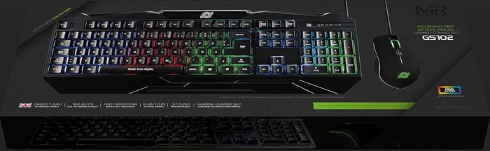 MediaRange GS102 Keyboard and Optical Mouse Gaming Combo Set schwarz, USB, UK