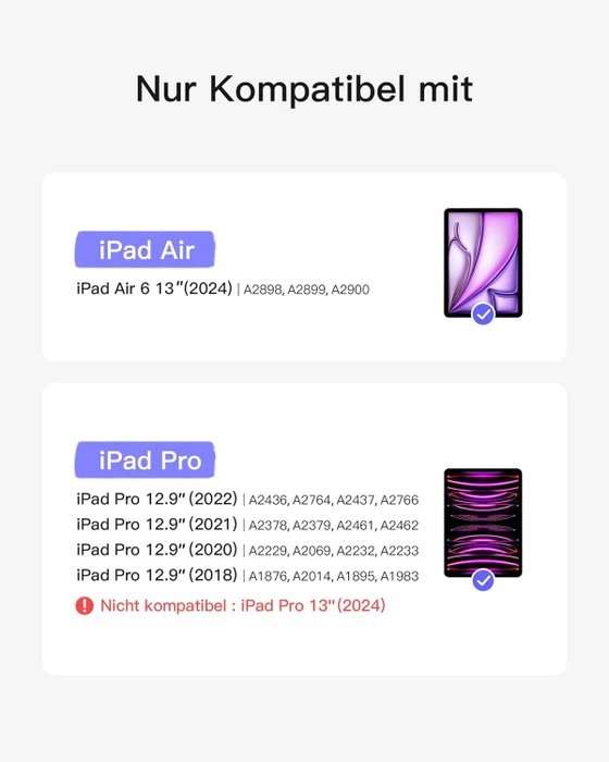 Inateck Abnehmbare Tastatur für iPad Air 6 13"/iPad Pro 12.9", DE