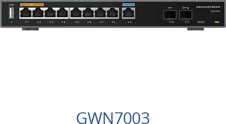 Grandstream GWN7000 Series GWN7003 Desktop Gigabit Router, 9x RJ-45, 2x SFP, 36W PoE