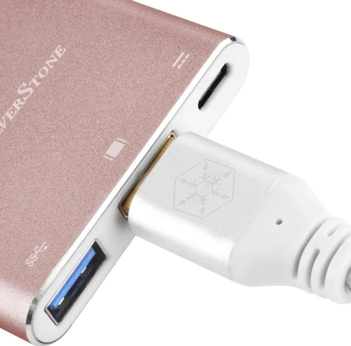SilverStone EP08 USB 3.0 Typ-C auf HDMI Adapter, pink