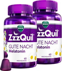 WICK ZzzQuil Gute Nacht mit Melatonin Gummies, 120 Stück (2x 60 Stück)
