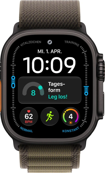 Apple Alpine Loop Medium für Apple Watch Ultra (49mm) dunkeloliv/titan schwarz
