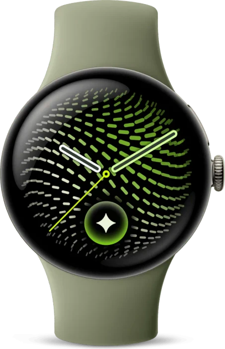Google Pixel Watch 5 (Wi-Fi) 45mm satin pyrite mit Sportarmband olive