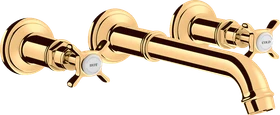Hansgrohe Axor Montreux 3-Loch Waschtischarmatur für Wandmontage und Kreuzgriffen polished brass