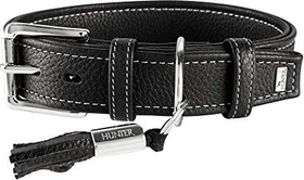 Hunter Cannes Hundehalsband, Leder, Nappaleder, weich, edel, elegant, 65 L, schwarz