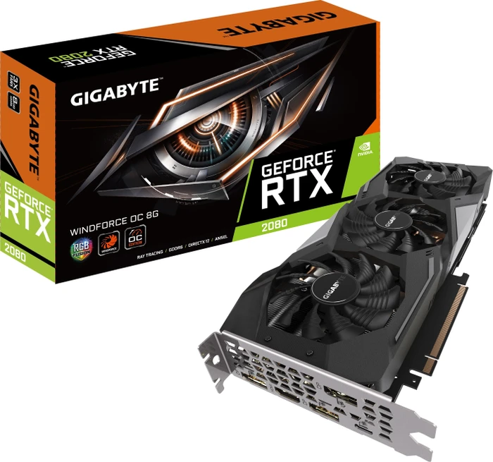 GIGABYTE GeForce RTX 2080 Windforce OC 8G, 8GB GDDR6, HDMI, USB-C, 3x DP