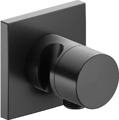 Keuco IXMO 59556 Pure 2-Wege Umstellventil mit Schlauchanschluss und Brausehalter eckig schwarzchrom gebürstet