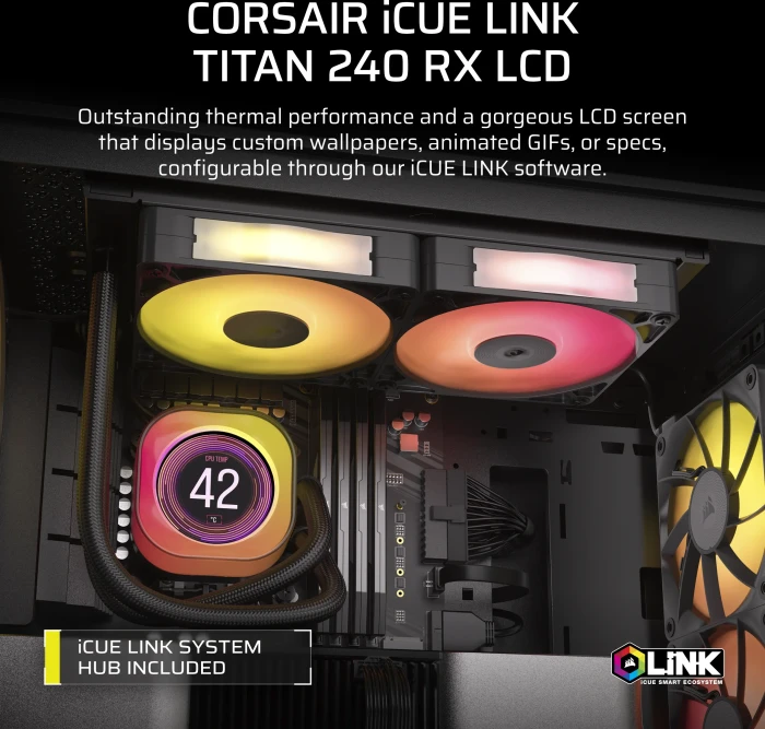 Corsair iCUE LINK Titan 240 RX LCD RGB, schwarz
