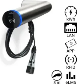 hesotec electrify eBox wr30 Smart wr30-L 11kW edelstahl gebürstet, 4m Ladekabel