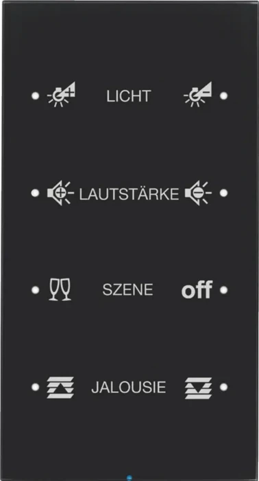 Berker KNX R.3 Komfort Touchsensor 4-fach mit Temperaturregler schwarz, konfiguriert