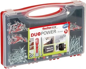 fischer DuoPower Red-Box Schrauben/Dübel-Sortiment inkl. Koffer, 140 Stück