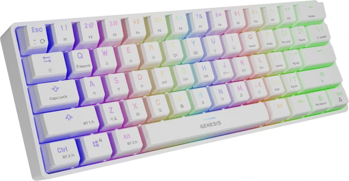 Genesis Thor 660 Wireless, PBT, weiß, LEDs RGB, Gateron RED, USB/Bluetooth, US