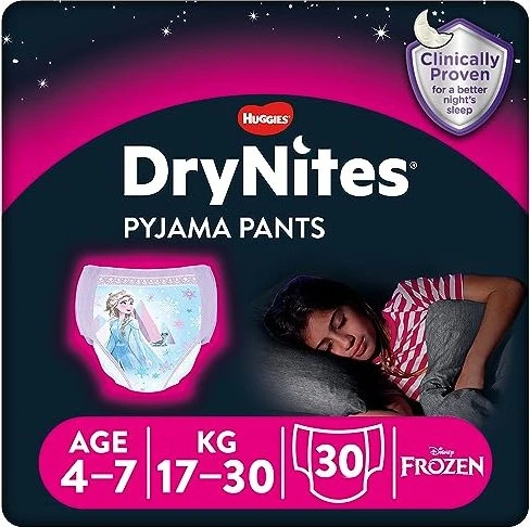 Huggies DryNite Girls Einwegwindel, 4-7J, 17-30kg, 30 Stück